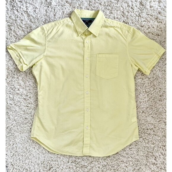 BANANA REPUBLIC MILLY COLLECTION Mens Short Sleeve Button Down Shirt In Pale Yel - Picture 1 of 4